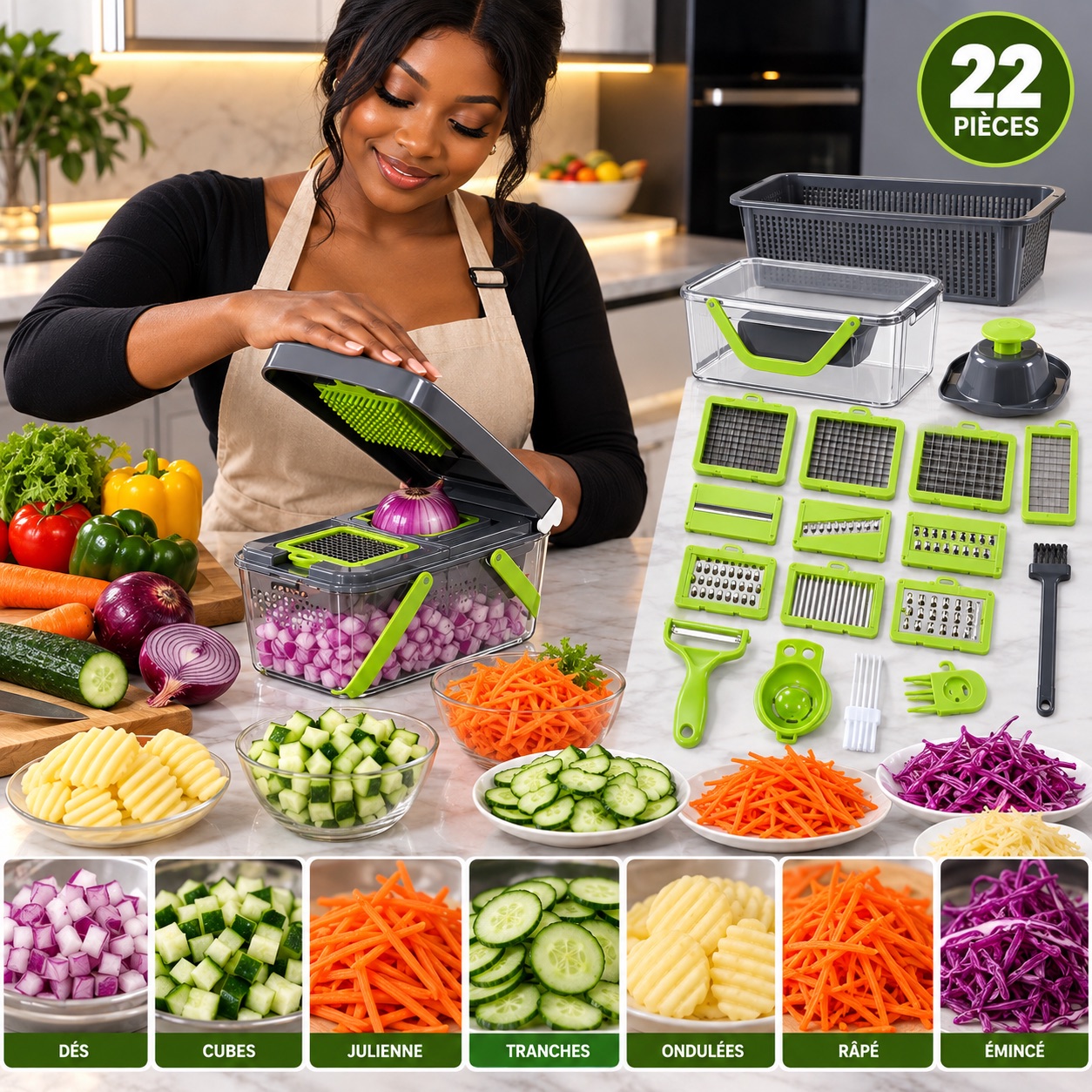 🥕 Coupe-Légumes Multifonction 22 Pièces — miniature 2