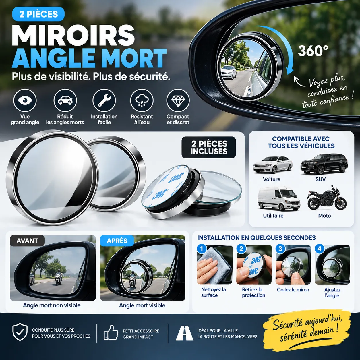 MIROIRS ANGLE MORT 360°