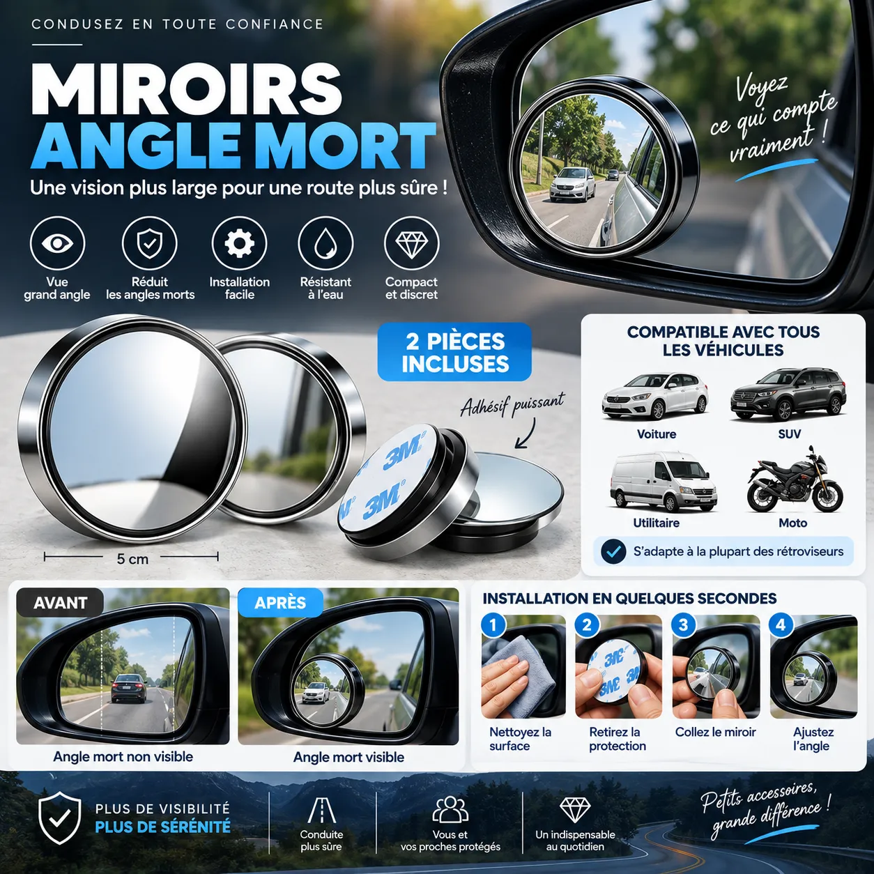 MIROIRS ANGLE MORT 360° — miniature 2