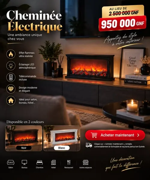 Cheminée Électrique Décorative LED – L’Élégance