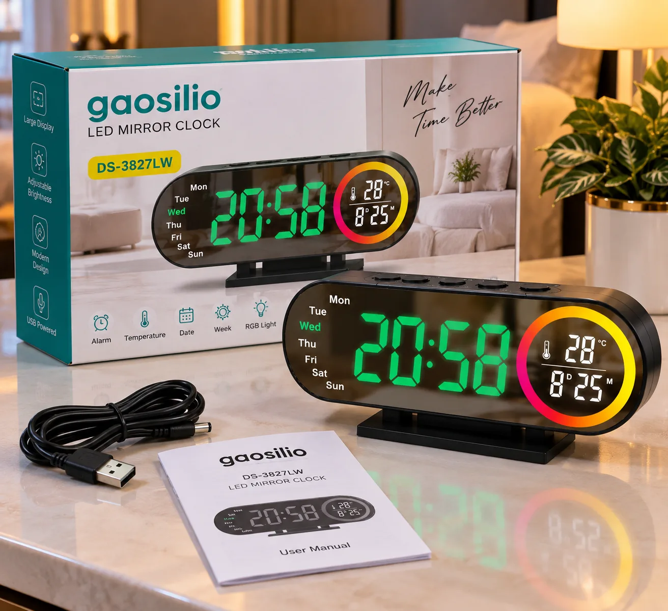 ⏰ HORLOGE NUMÉRIQUE LED — miniature 3