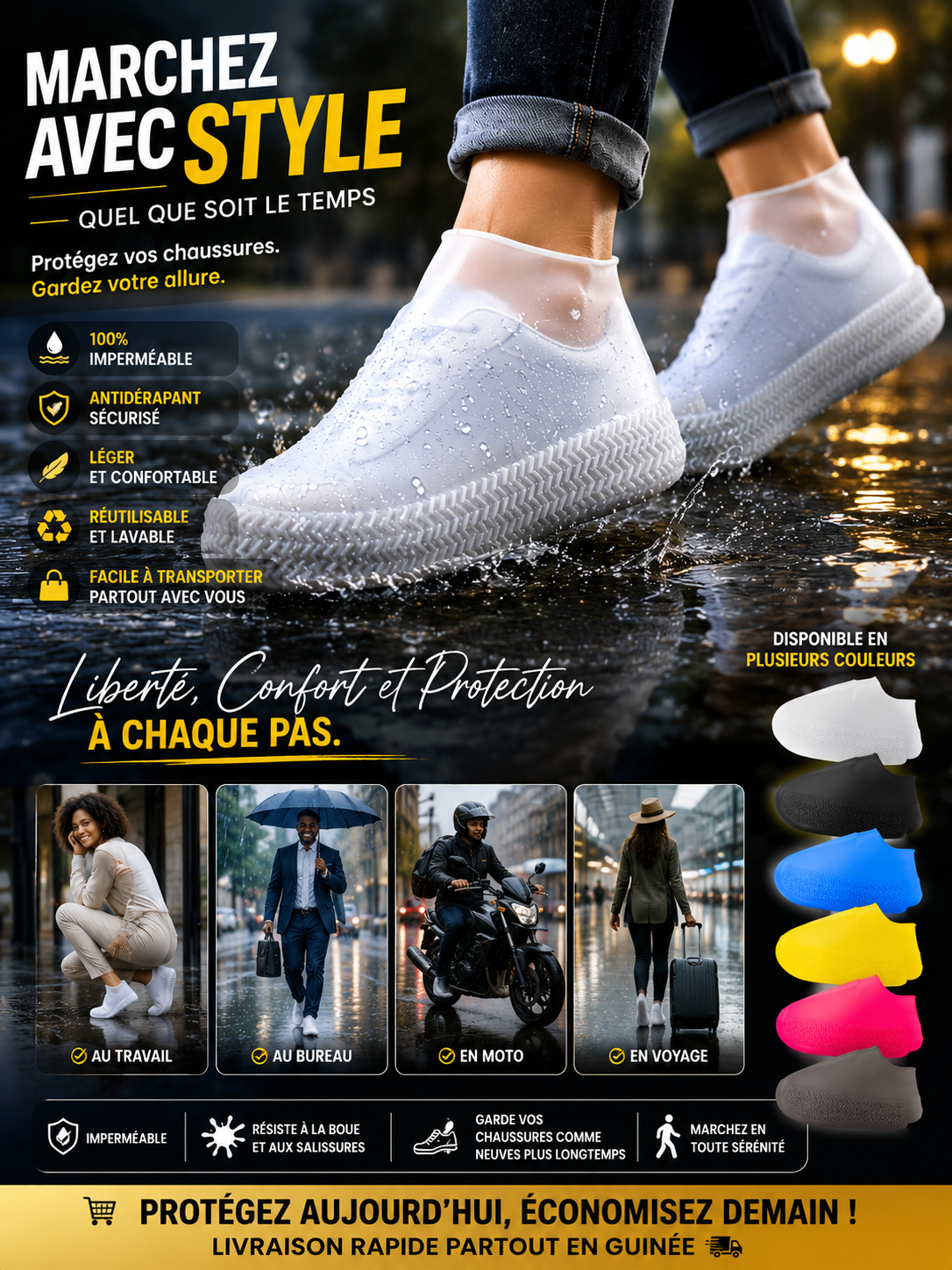 Couvre-chaussures de pluie imperméables réutilisables — miniature 2