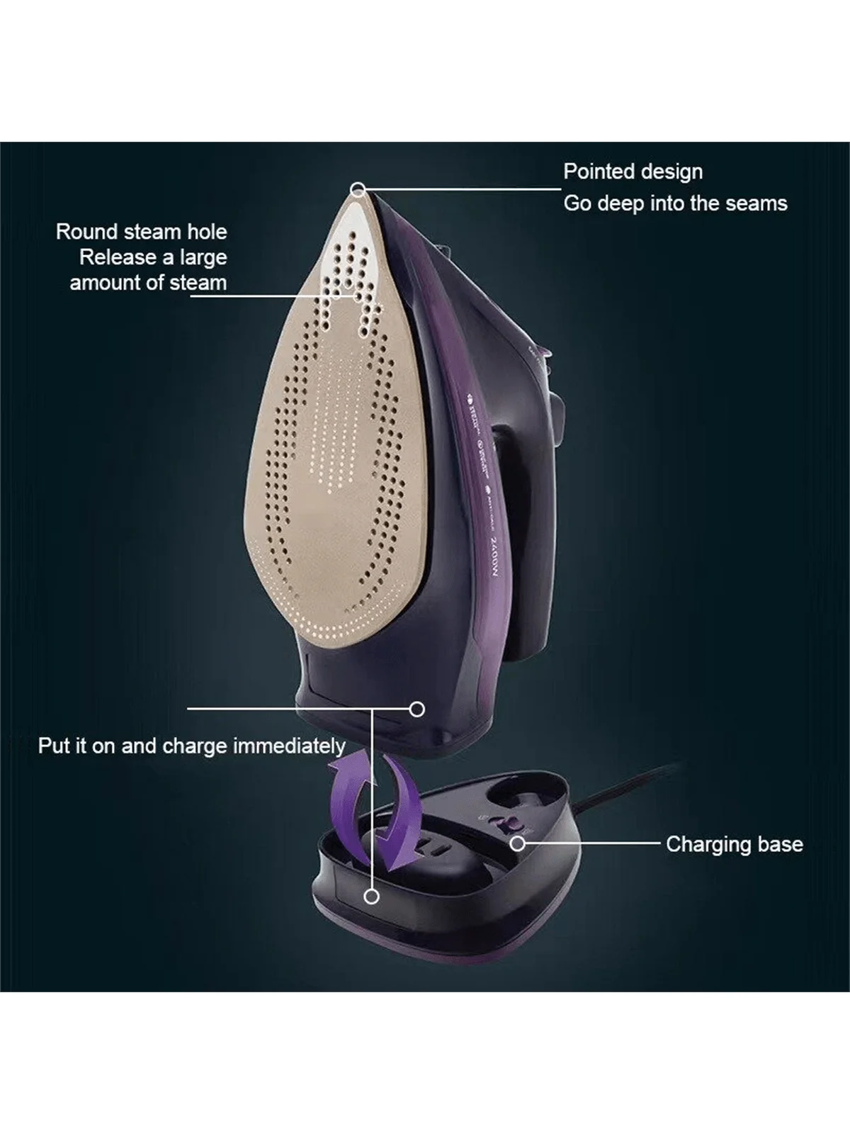 Fer à vapeur sans fil AKY rechargeable — miniature 2