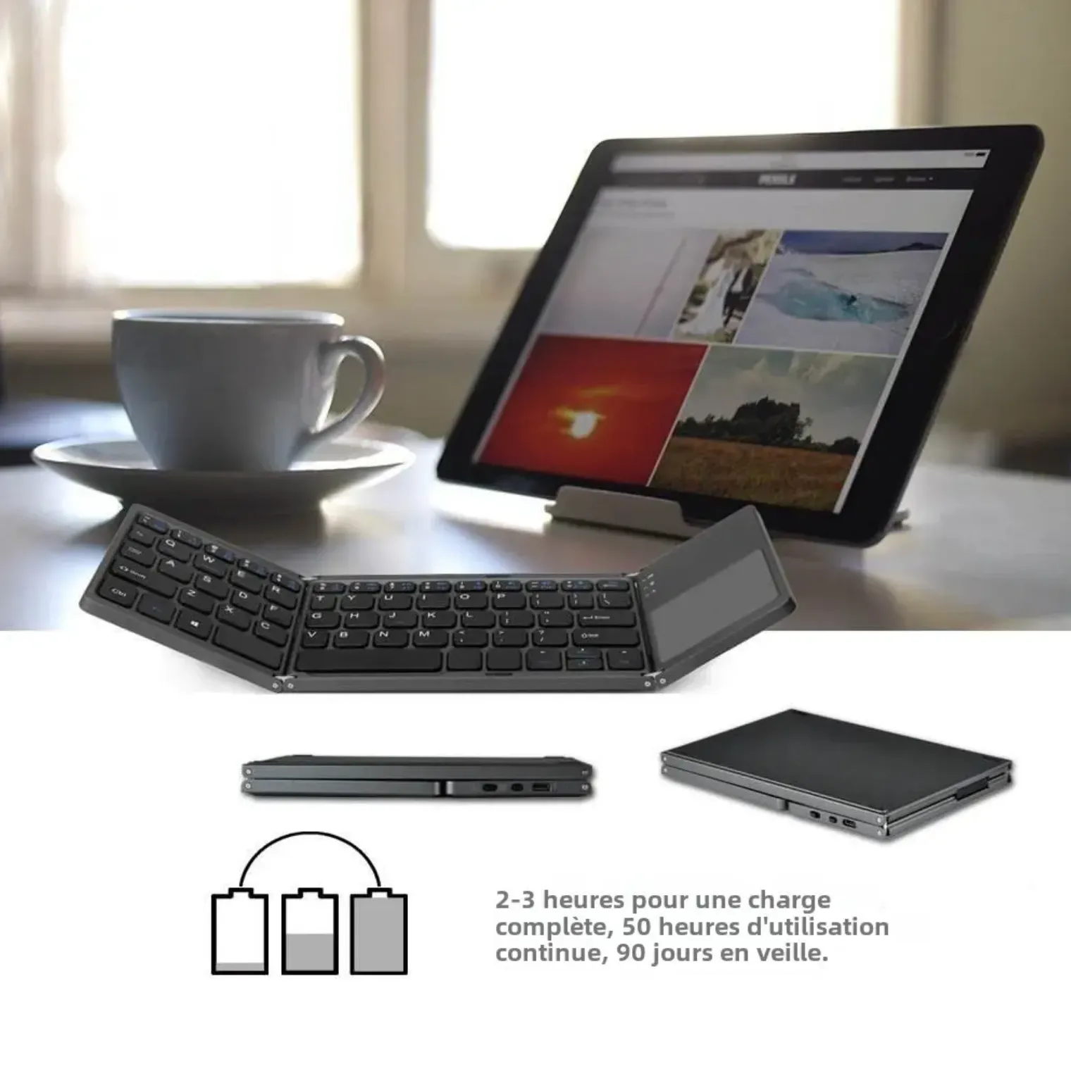 Clavier Bluetooth Pliable avec Touchpad Intégré — miniature 4