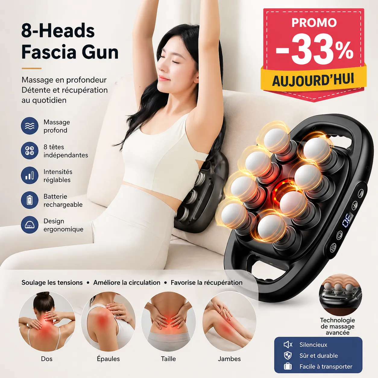 Pistolet de Massage Musculaire 8 heads Pro — vue 1