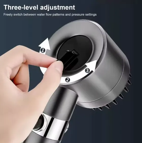 Pommeau de douche massant turbo haute pression à 3 modes — miniature 2