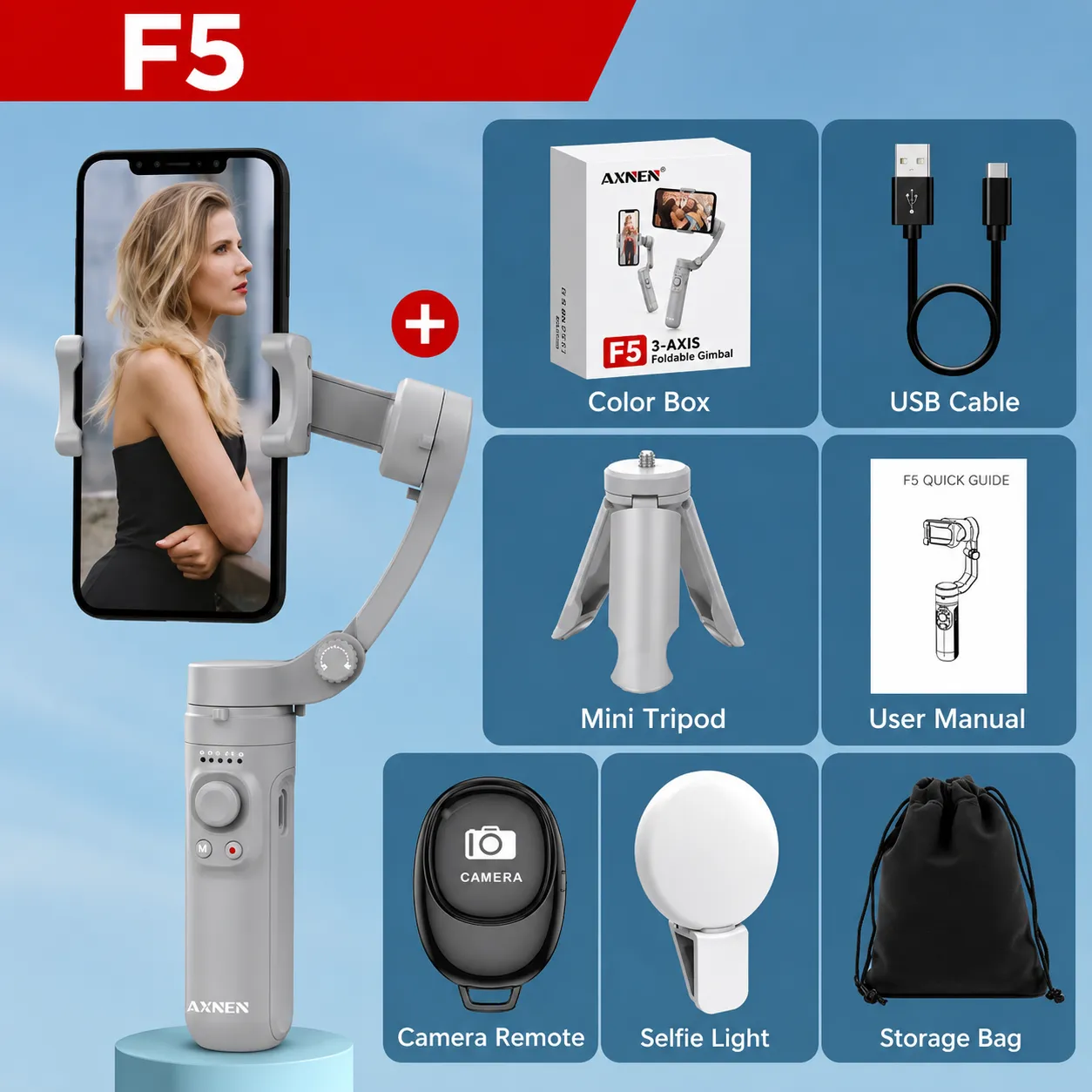 Stabilisateur F5 3-Axes Pliable Gimbal — Filmez comme un professionnel avec votre smartphone — miniature 5