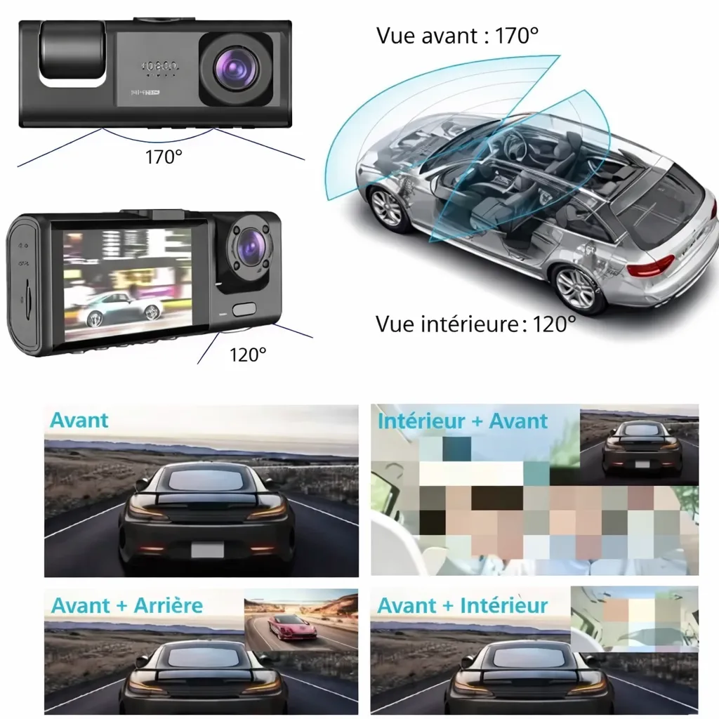 🚗 Caméra Embarquée 3 Caméras 1080P – WiFi Intégré & Vision Nocturne — miniature 7