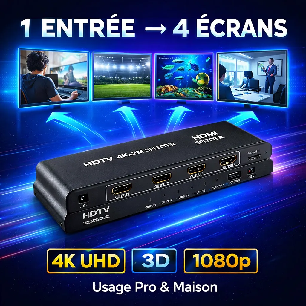 Répartiteur HDTV 1X4 4K Ultra HD – Partagez un signal, quadruplez le plaisir! — miniature 3