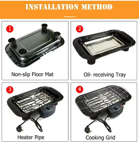 Grill électrique multifonction sans fumée domestique 2000W, plaque de cuisson pour barbecue d'intérieur, Machine à griller avec contrôle de la température — miniature 4