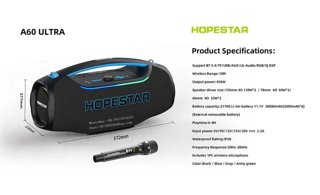 Hopestar A60 Ultra Enceinte Bluetooth de Soirée Haute Fidélité à 450W — miniature 5