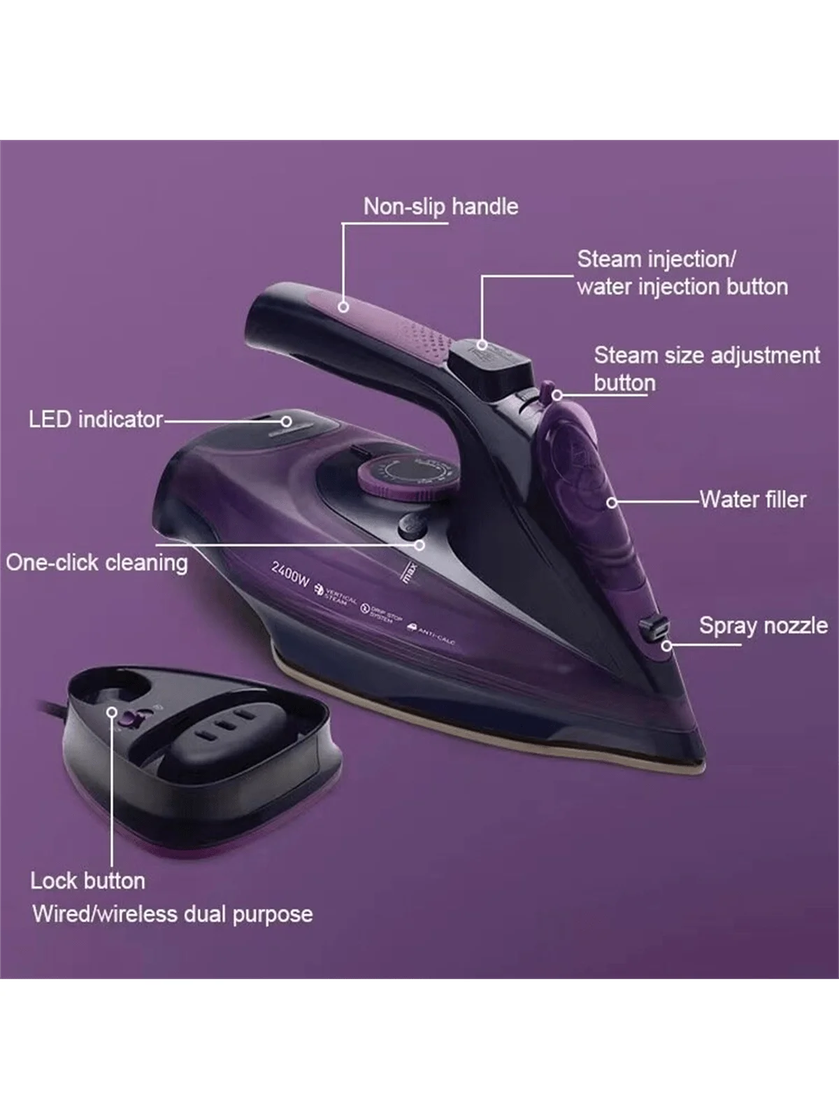 Fer à vapeur sans fil AKY rechargeable — miniature 3