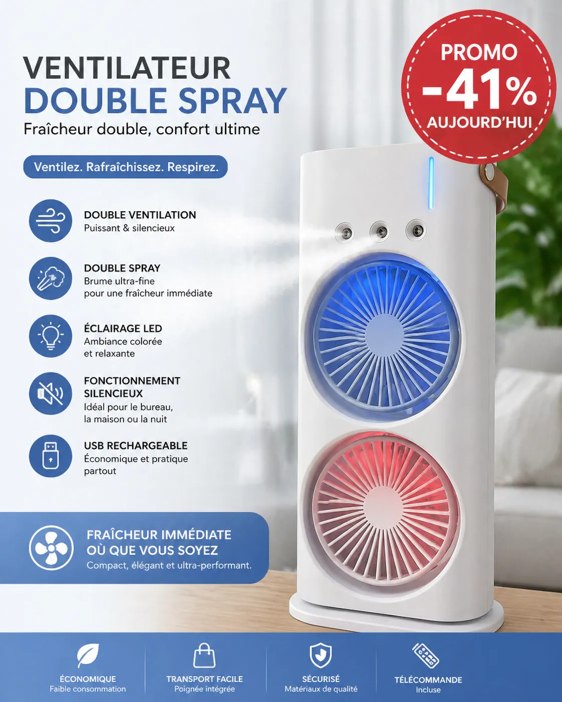 Brise Fraîcheur Double Face : Votre Oasis Portable — vue 1