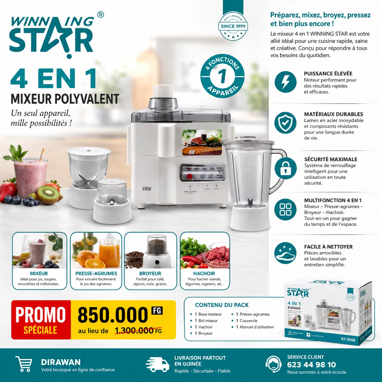 Mixeur Multifonction 4 en 1 WINNING STAR ST-5558 — vue 1