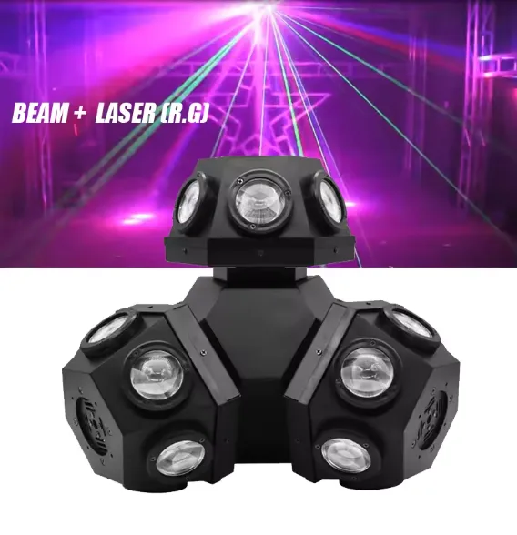🎛️ Projecteur de Scène à Trois Têtes RGBW 3 en 1 Laser LED — miniature 2