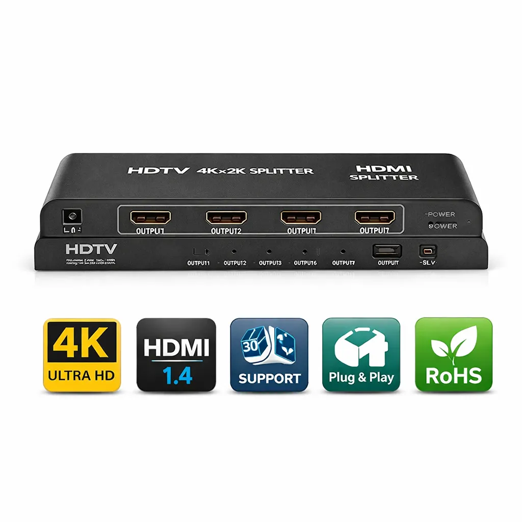 Répartiteur HDTV 1X4 4K Ultra HD – Partagez un signal, quadruplez le plaisir! — miniature 4