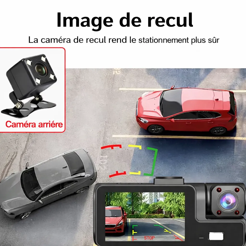 🚗 Caméra Embarquée 3 Caméras 1080P – WiFi Intégré & Vision Nocturne — miniature 5