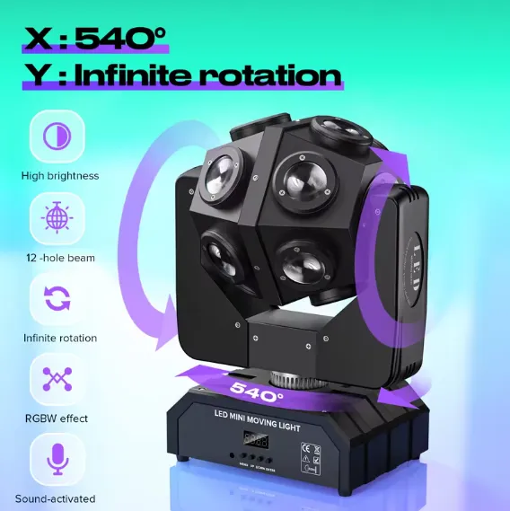🎇 Projecteur Méga Tête Mobile LED 540° — Effets Lumineux Spectaculaires — miniature 3