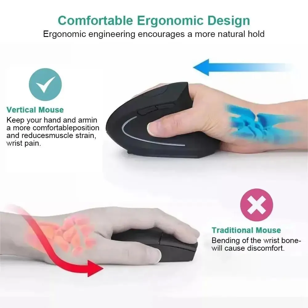 Souris Verticale Ergonomique Bluetooth Sans Fil - Confort et Performance — miniature 4