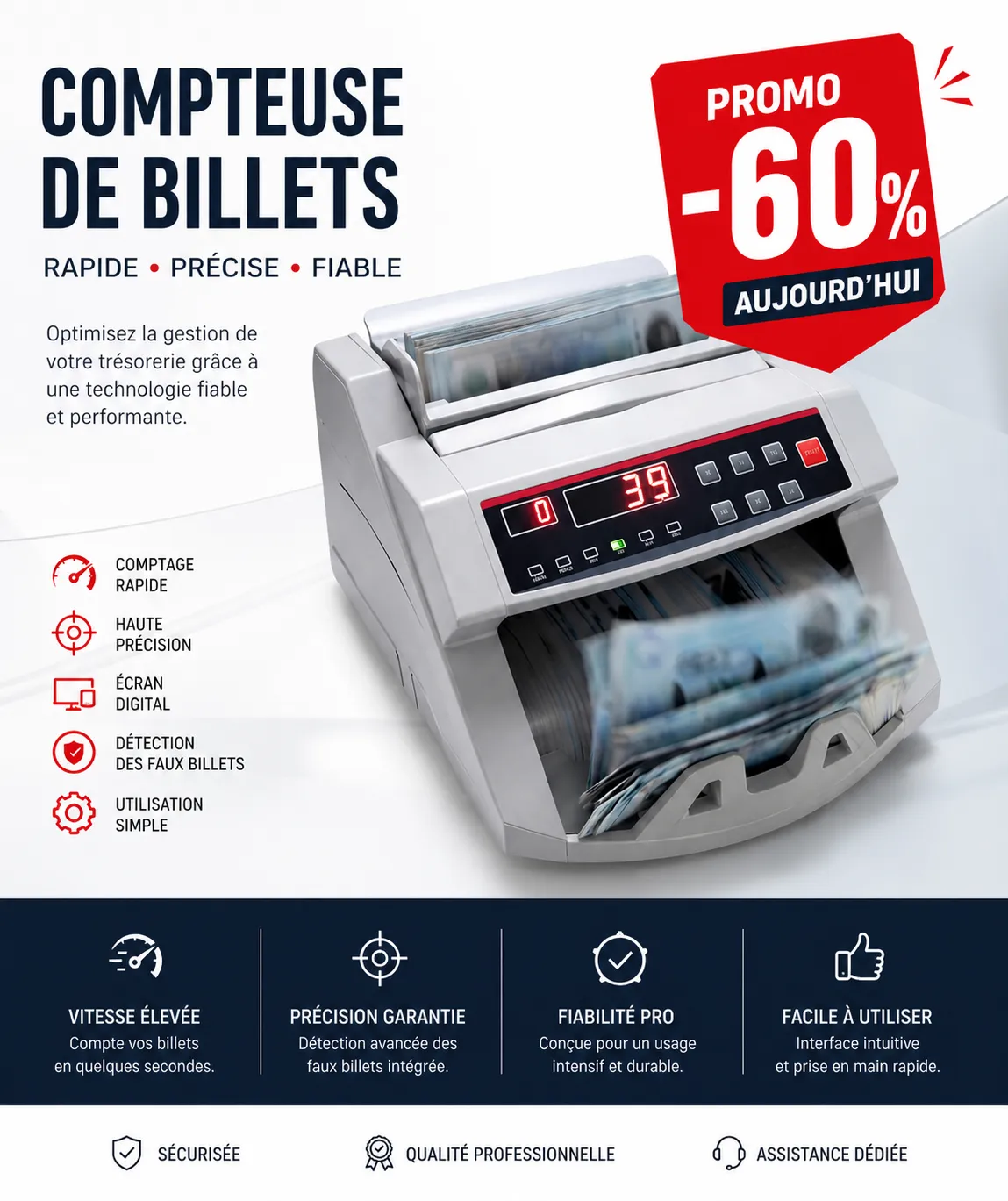 Compteuse de Billets Électrique Rapide : Gagnez du Temps — vue 1