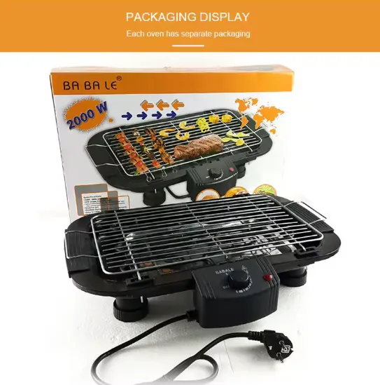 Grill électrique multifonction sans fumée domestique 2000W, plaque de cuisson pour barbecue d'intérieur, Machine à griller avec contrôle de la température — miniature 5