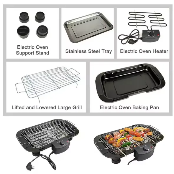 Grill électrique multifonction sans fumée domestique 2000W, plaque de cuisson pour barbecue d'intérieur, Machine à griller avec contrôle de la température — miniature 3