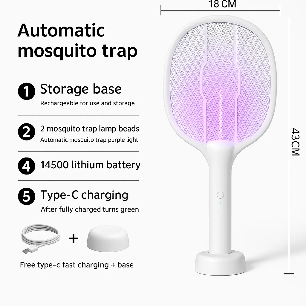 Raquette Anti-Moustiques Electrique Rechargeable Haute Performance — miniature 2
