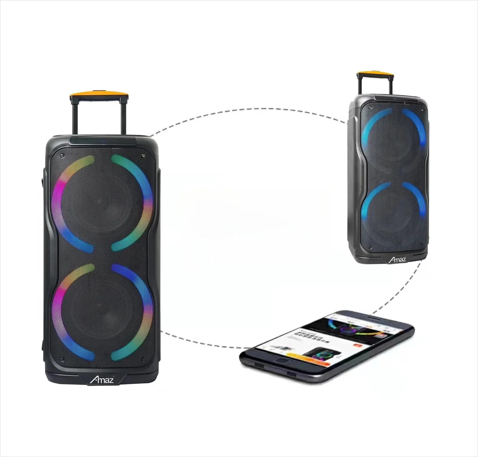Enceinte Bluetooth Party Box 308 AMAZ - Double 8 Pouces avec LED — miniature 4
