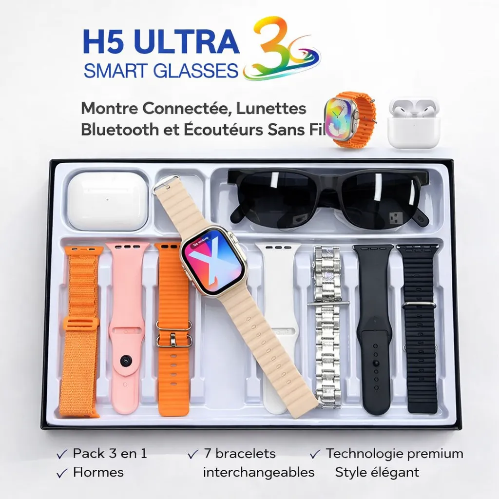 H5 Ultra 3 Smart Glasses – Le Coffret Intelligent 3 en 1 qui Révolutionne Votre Style — miniature 3