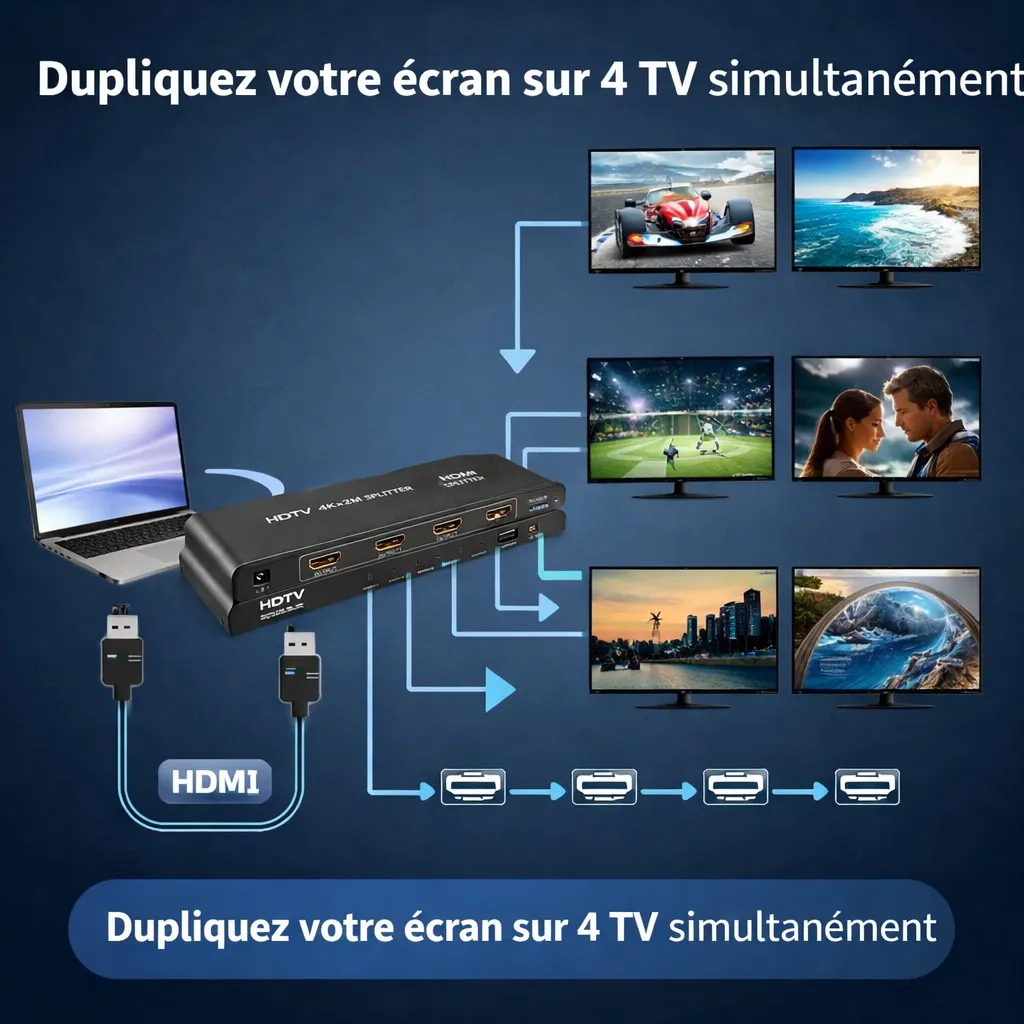 Répartiteur HDTV 1X4 4K Ultra HD – Partagez un signal, quadruplez le plaisir! — miniature 6