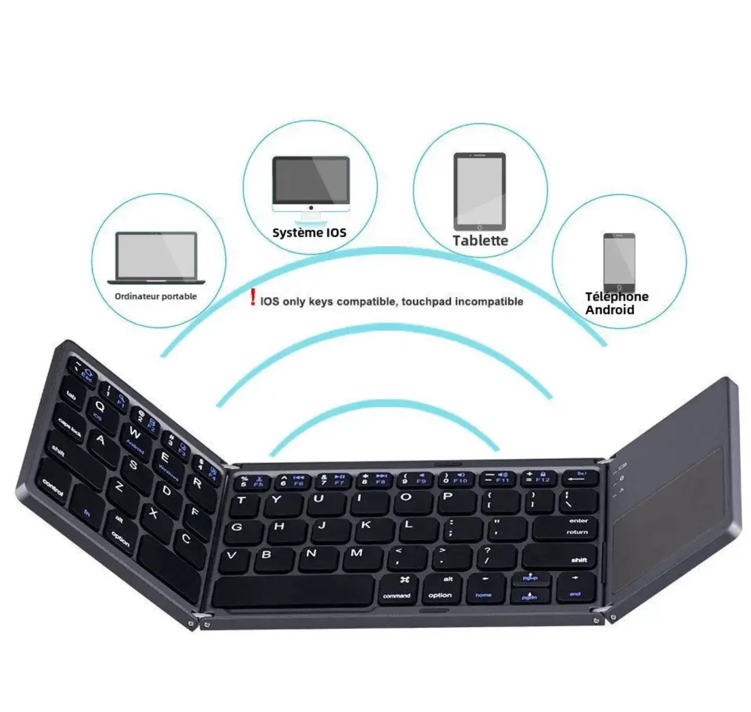 Clavier Bluetooth Pliable avec Touchpad Intégré — miniature 3