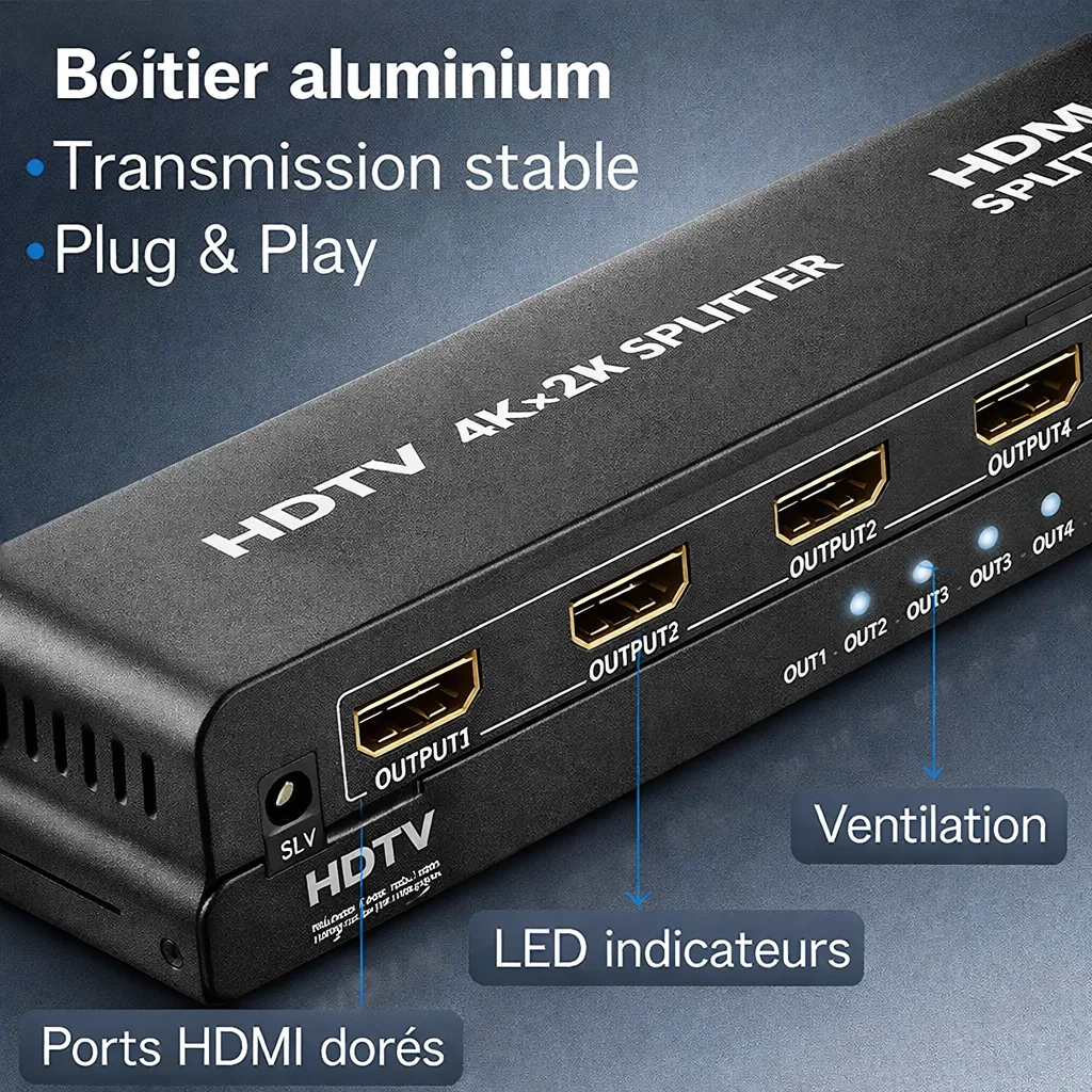 Répartiteur HDTV 1X4 4K Ultra HD – Partagez un signal, quadruplez le plaisir! — miniature 5