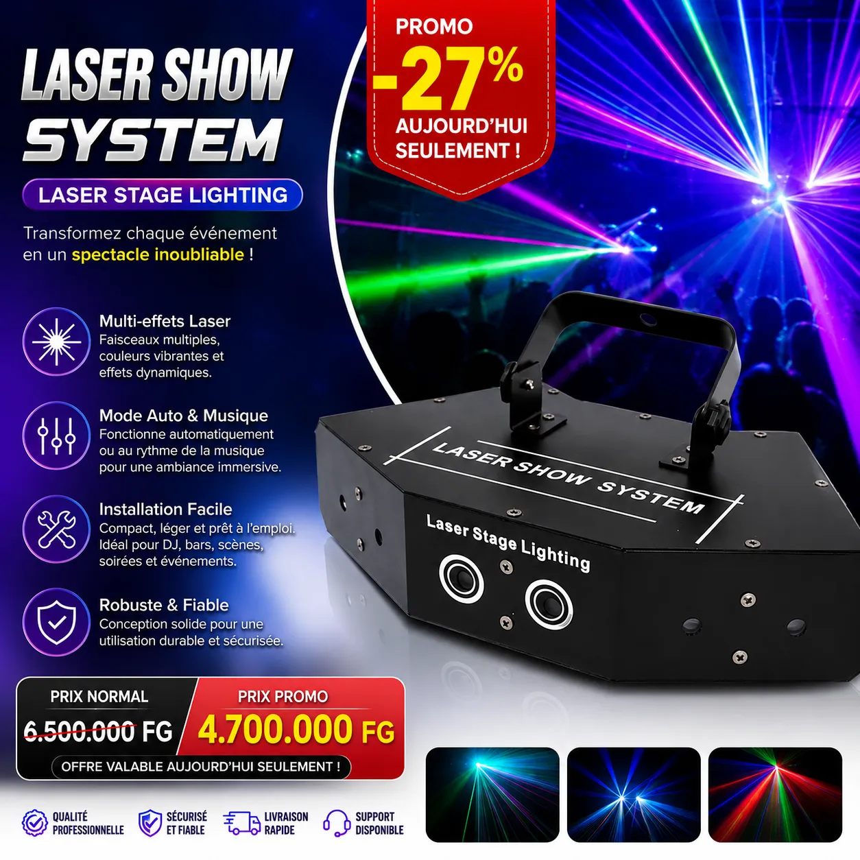 🎆 Projecteur Éclairage Laser Professionnel — LASER SHOW SYSTEM — vue 1