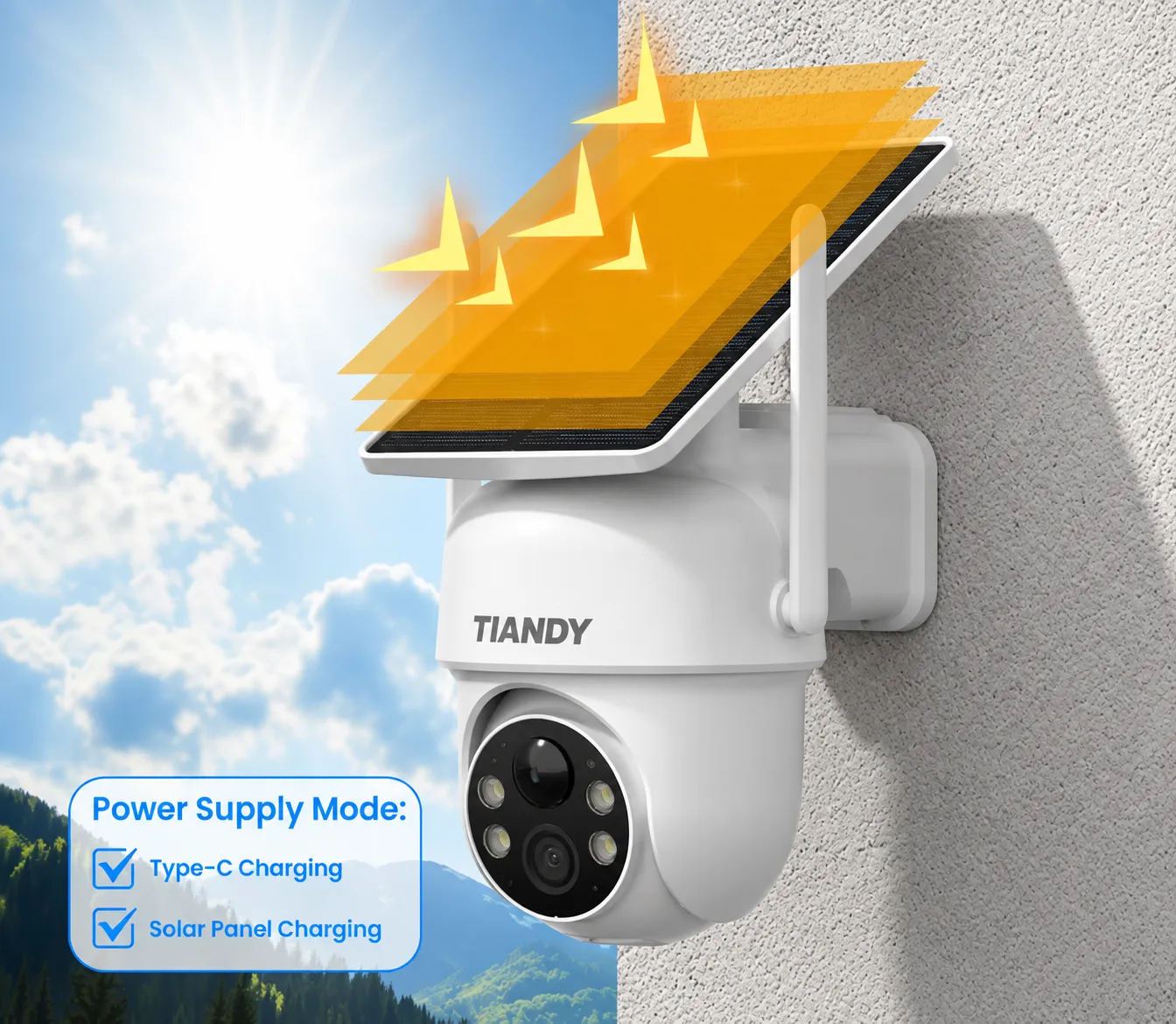 Caméra Solaire Intelligente Tiandy – Sécurité 24h/24, Sans Électricité — miniature 4
