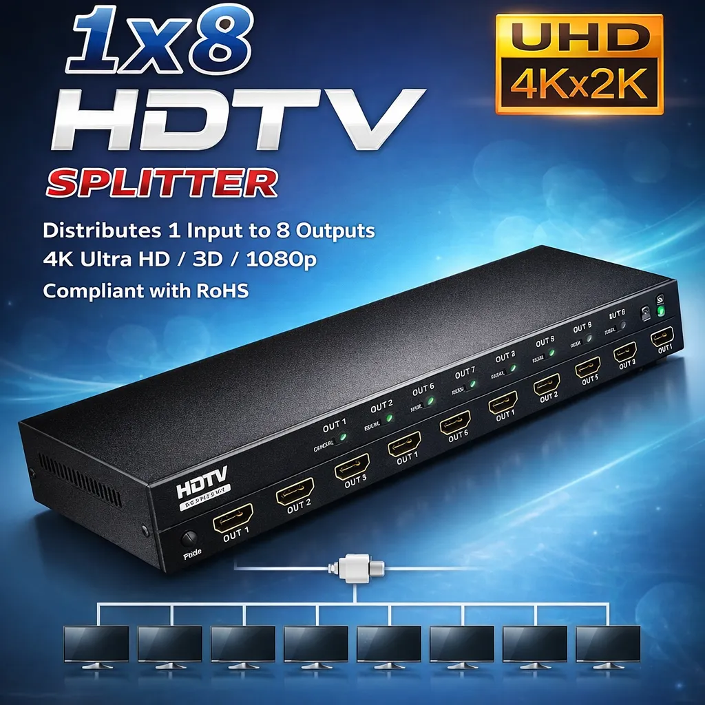 Prolongateur/Splitter HDTV 1X8 IP 200M : Solution de Diffusion Avancée — miniature 2