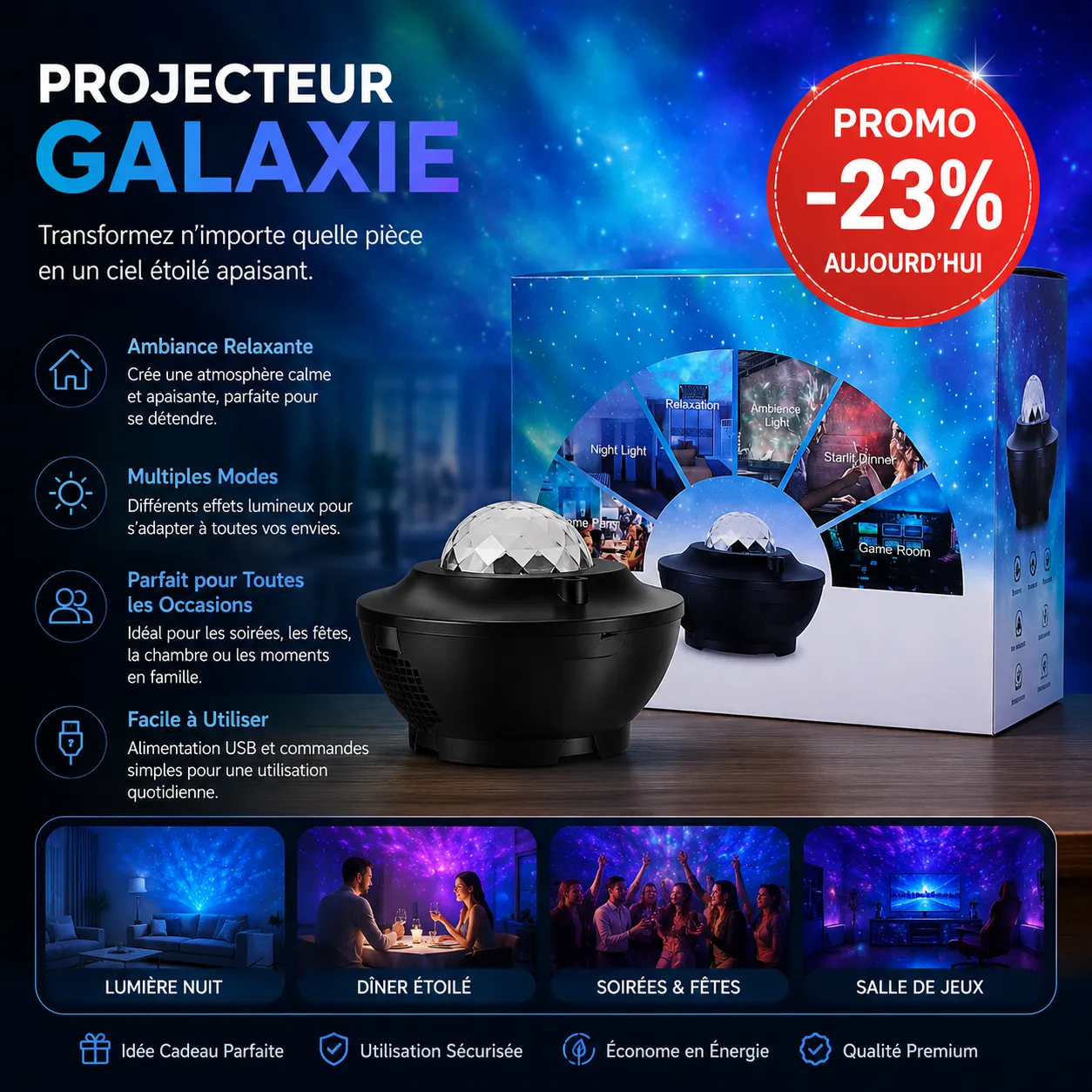 Projecteur de Galaxie Stellaire LED Haute Définition — vue 1