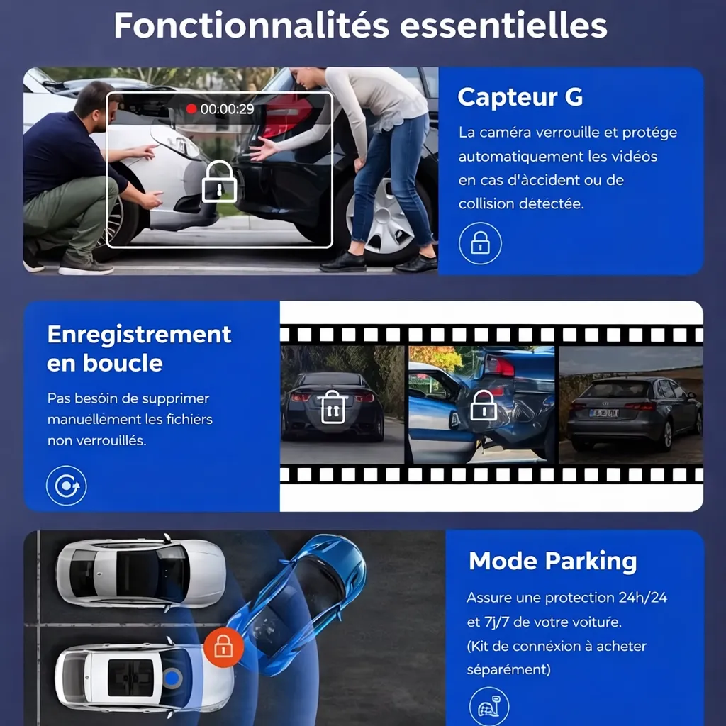 🚗 Caméra Embarquée 3 Caméras 1080P – WiFi Intégré & Vision Nocturne — miniature 10