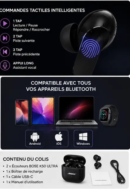 Ecouteurs sans fil Bose K50 Ultra — miniature 6