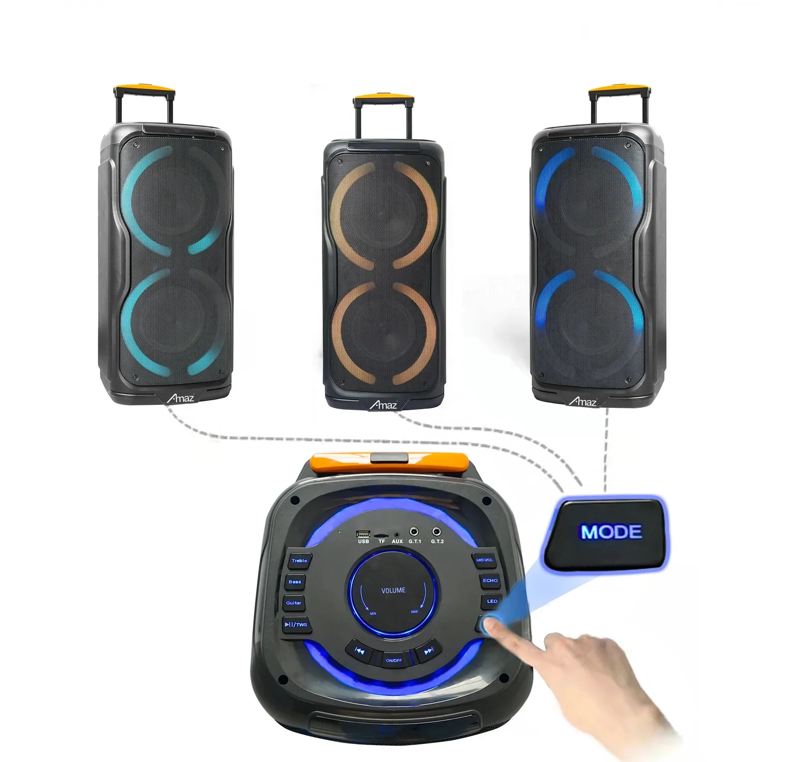 Enceinte Bluetooth Party Box 308 AMAZ - Double 8 Pouces avec LED — miniature 3
