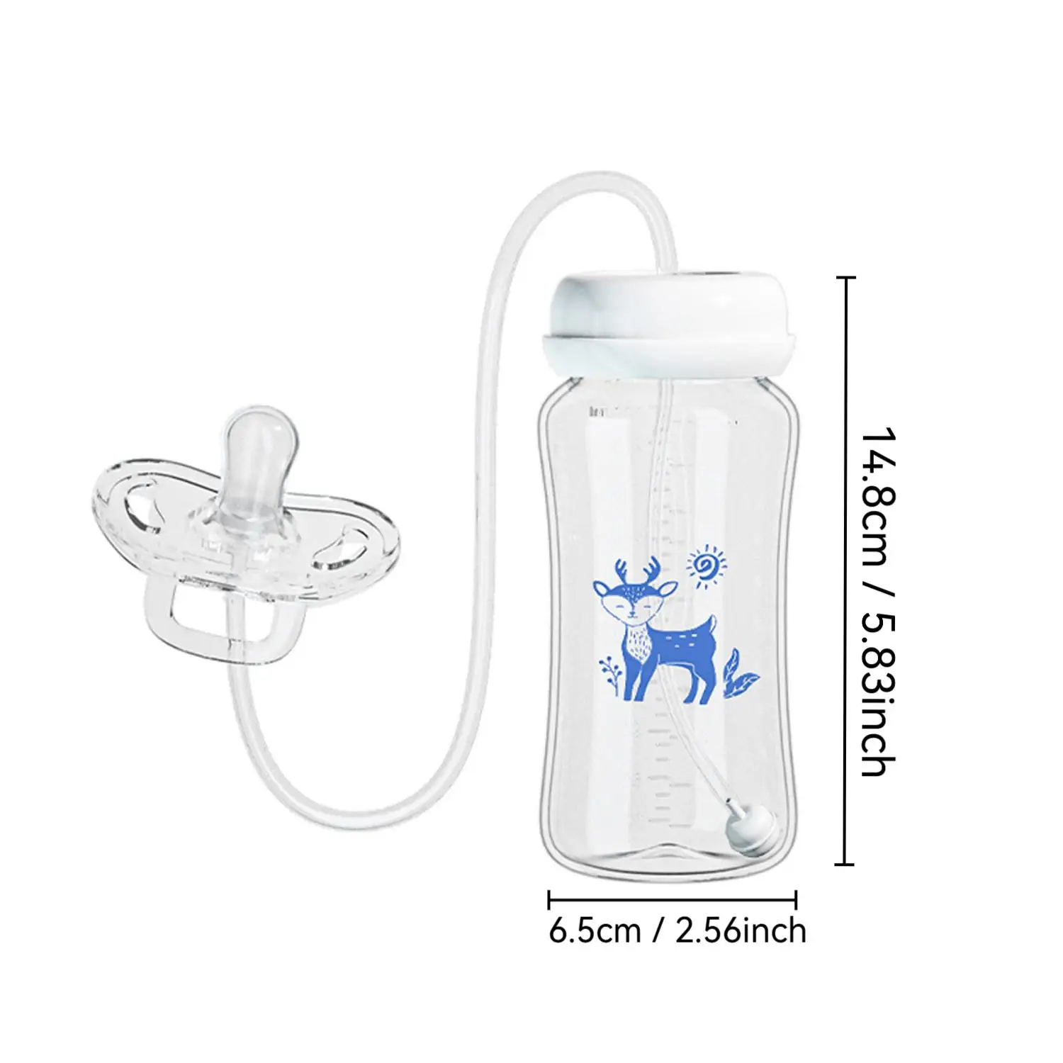 Biberon 3 en 1 mains libres à col large de 300ML, biberon de stockage du lait, sucette, biberon multifonction Anti-chute par boule par gravité — miniature 4