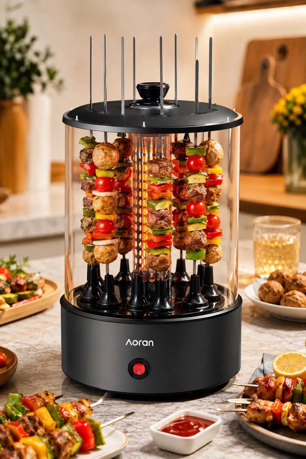 🔥 GRILL ÉLECTRIQUE ROTATIF À BROCHETTES
