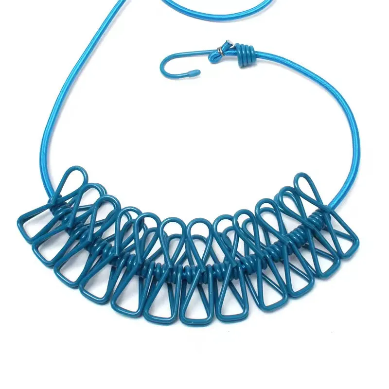 CORDE À LINGE EXTENSIBLE AVEC PINCES INTÉGRÉES – LA SOLUTION MALIGNE POUR SÉCHER VOS VÊTEMENTS PARTOUT — miniature 2