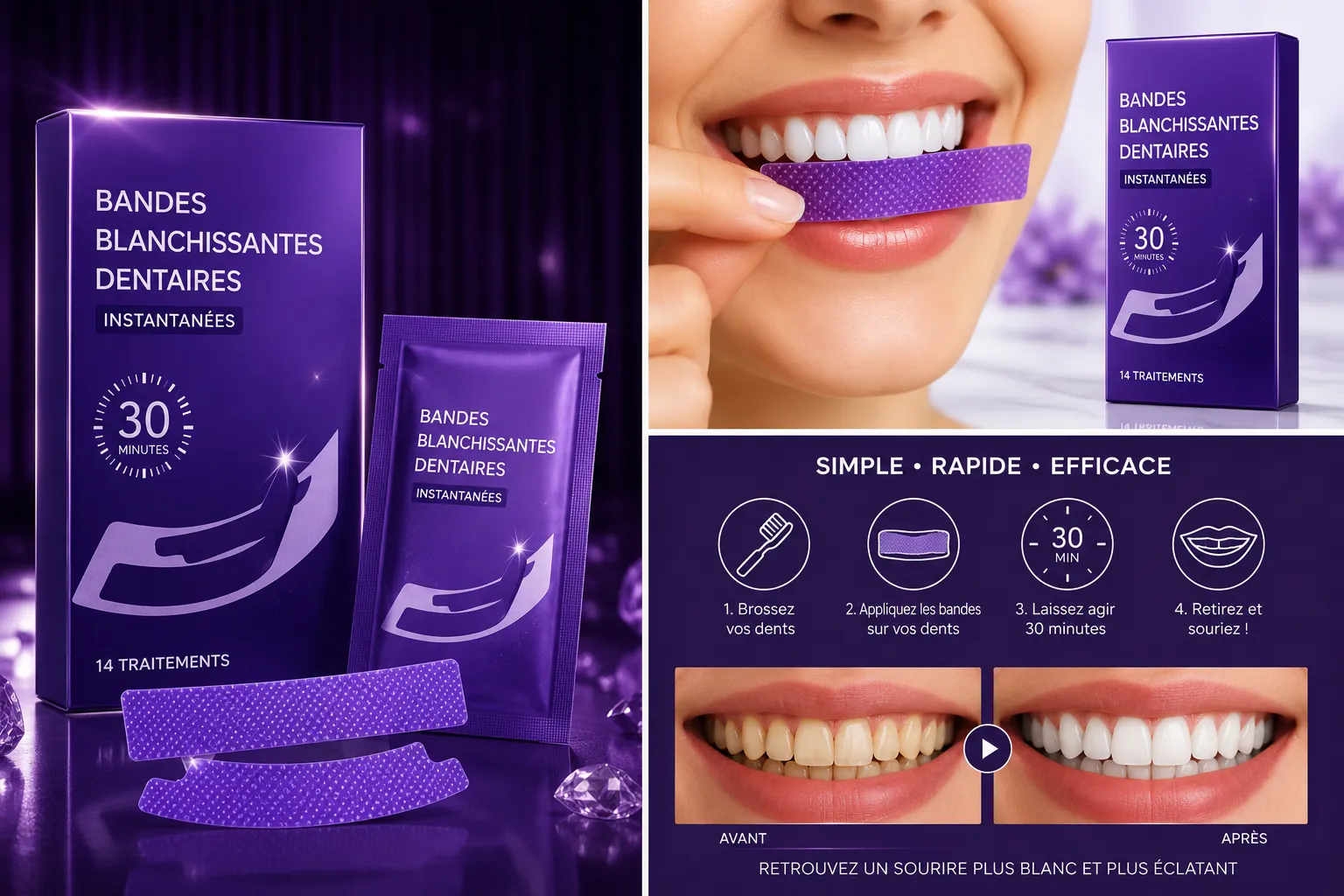 Bandes Blanchissantes Dentaires Violettes — miniature 2