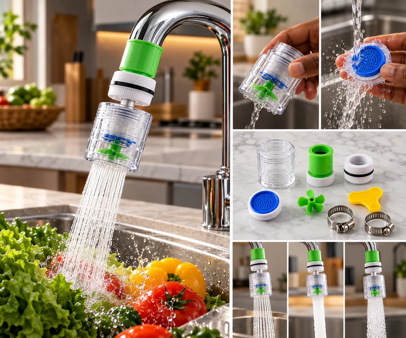 💧 Filtre de Robinet Détachable & Lavable