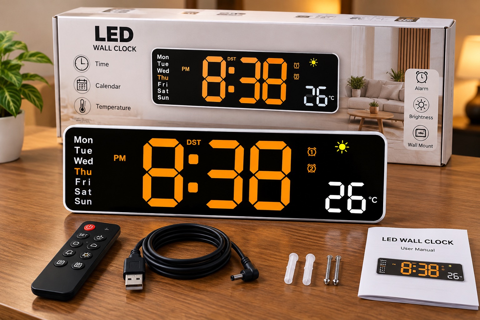 ⏰ HORLOGE MURALE NUMÉRIQUE LED SM-601