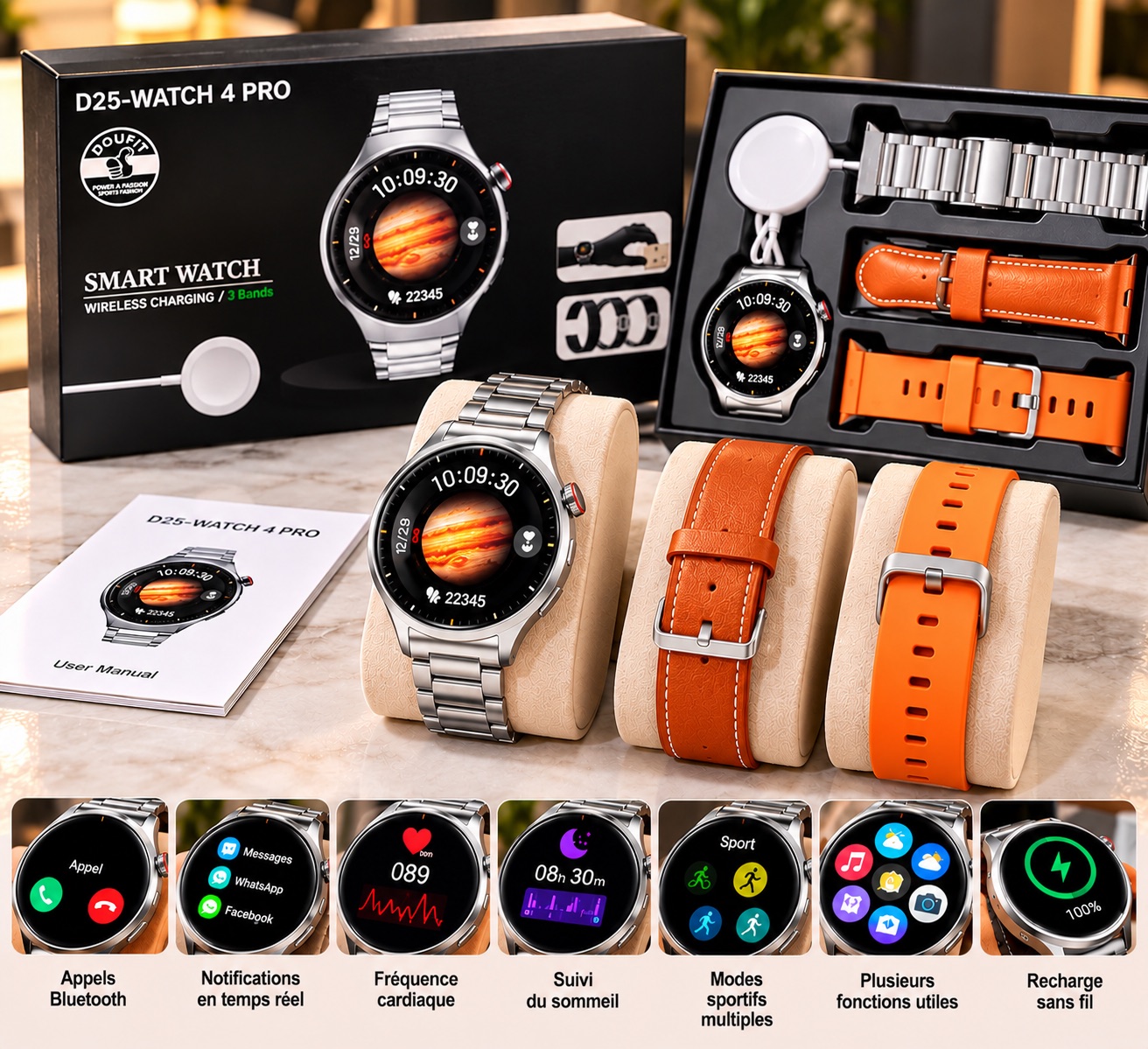 ⌚ D25-WATCH 4 PRO — 1 MONTRE, 3 STYLES, UNE VRAIE ASSISTANTE AU QUOTIDIEN — miniature 3