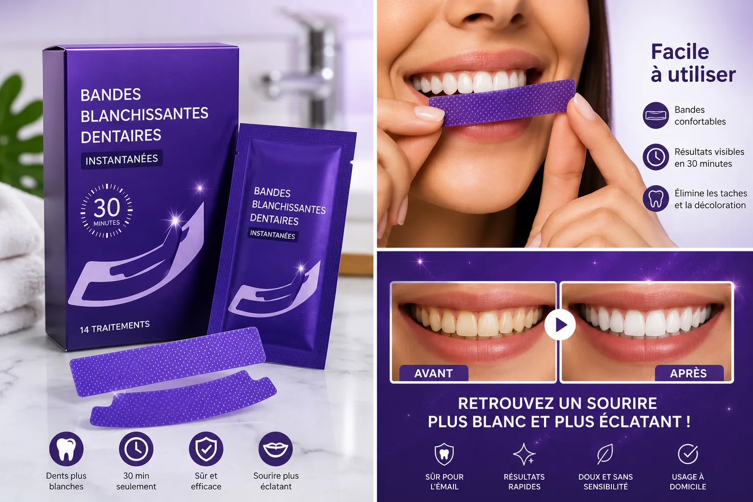 Bandes Blanchissantes Dentaires Violettes